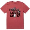 Men Life is Good Graphic Tees | Men'S Vintage Al Peace Love Cats Crusher Tee Faded Red