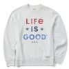 Men Life is Good Sweatshirts & Hoodies | Men'S Life Is Good Usa Simply True Fleece Crew Light Heather Gray