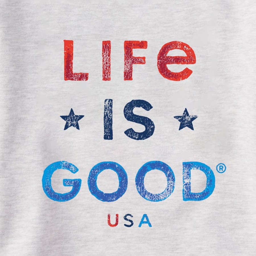 Men Life is Good Sweatshirts & Hoodies | Men'S Life Is Good Usa Simply True Fleece Crew Light Heather Gray