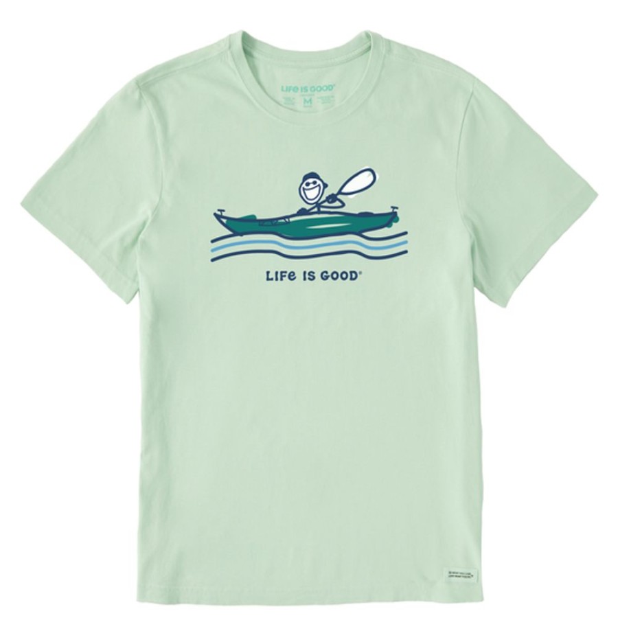 Men Life is Good Graphic Tees | Men'S Kayak Jake Crusher Tee Sage Green