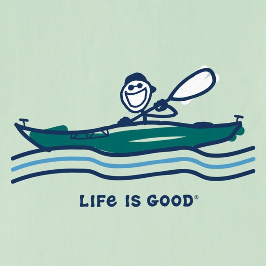 Men Life is Good Graphic Tees | Men'S Kayak Jake Crusher Tee Sage Green