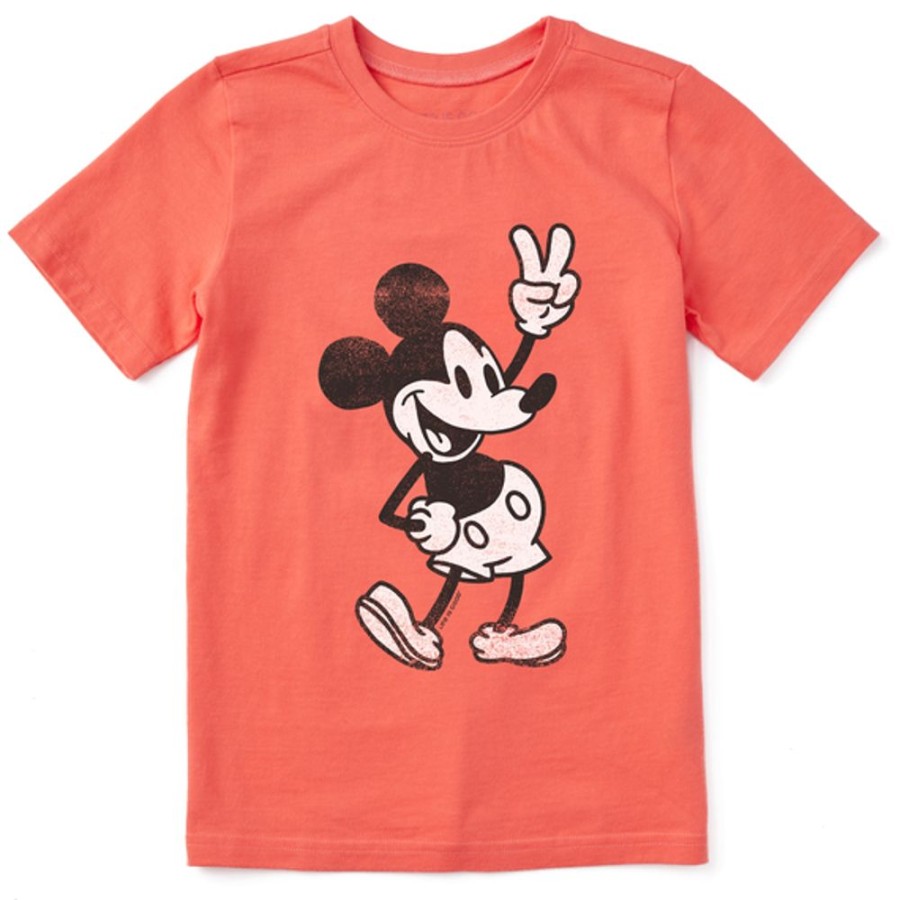 Kids Life is Good Graphic Tees | Kids Clean Steamboat Willie Peace Crusher Tee Mango Orange