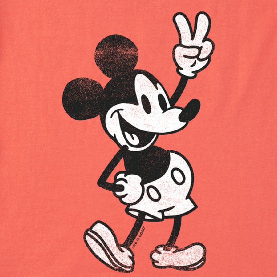 Kids Life is Good Graphic Tees | Kids Clean Steamboat Willie Peace Crusher Tee Mango Orange