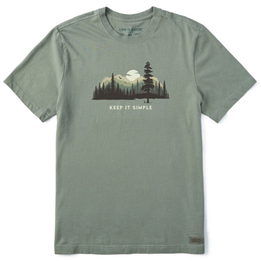 Men Life is Good Graphic Tees | Men'S Keep It Simple Evergreen Silo Short Sleeve Tee Moss Green