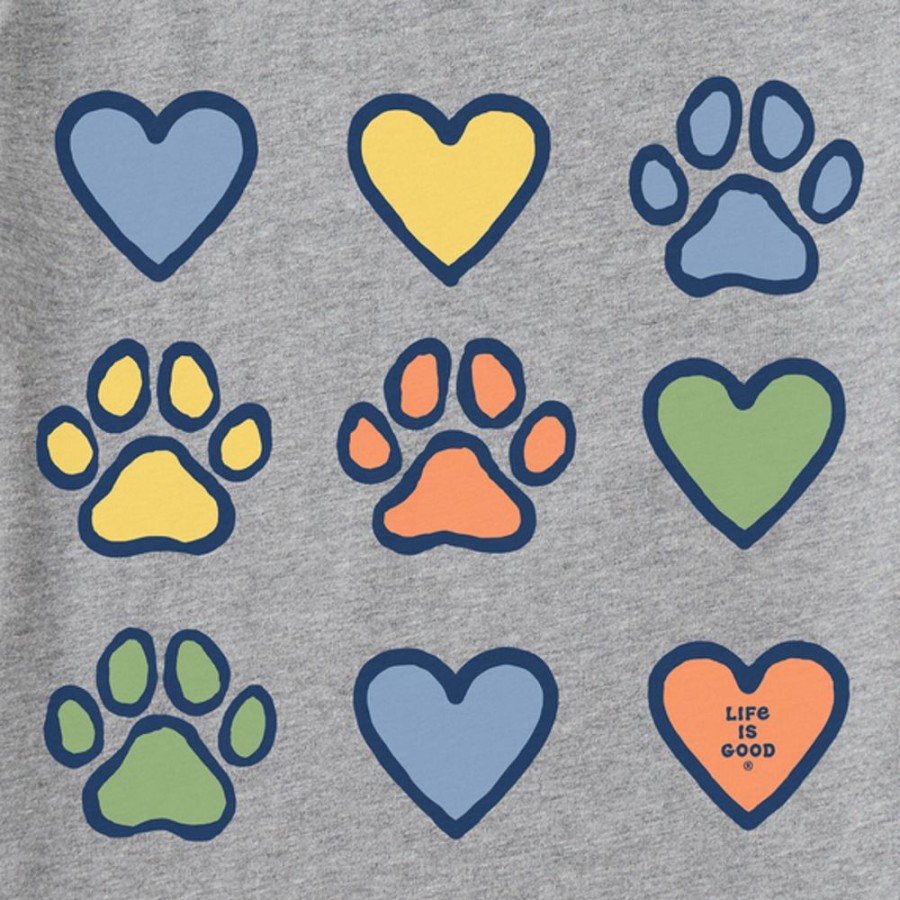 Men Life is Good Graphic Tees | Men'S Hearts & Paws Crusher Tee Heather Gray