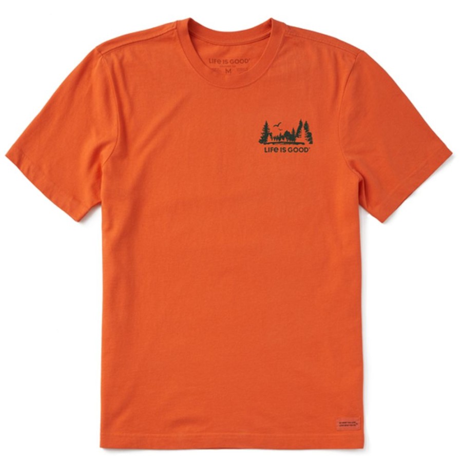 Men Life is Good Graphic Tees | Men'S Wilderness Pines Crusher Tee Nomadic Orange