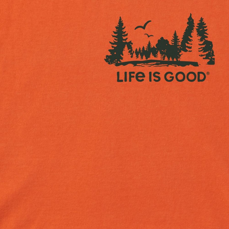 Men Life is Good Graphic Tees | Men'S Wilderness Pines Crusher Tee Nomadic Orange