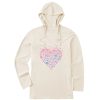 Women Life is Good Graphic Tees | Women'S Heart Daisy Long Sleeve Crusher-Lite Hooded Tee Putty White