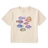 Women Life is Good Graphic Tees | Women'S Watercolor Tropical Fish Boxy Crusher Tee Putty White