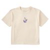 Women Life is Good Boxy Tees | Women'S Wildflower And Butterflies Boxy Crusher Tee Putty White