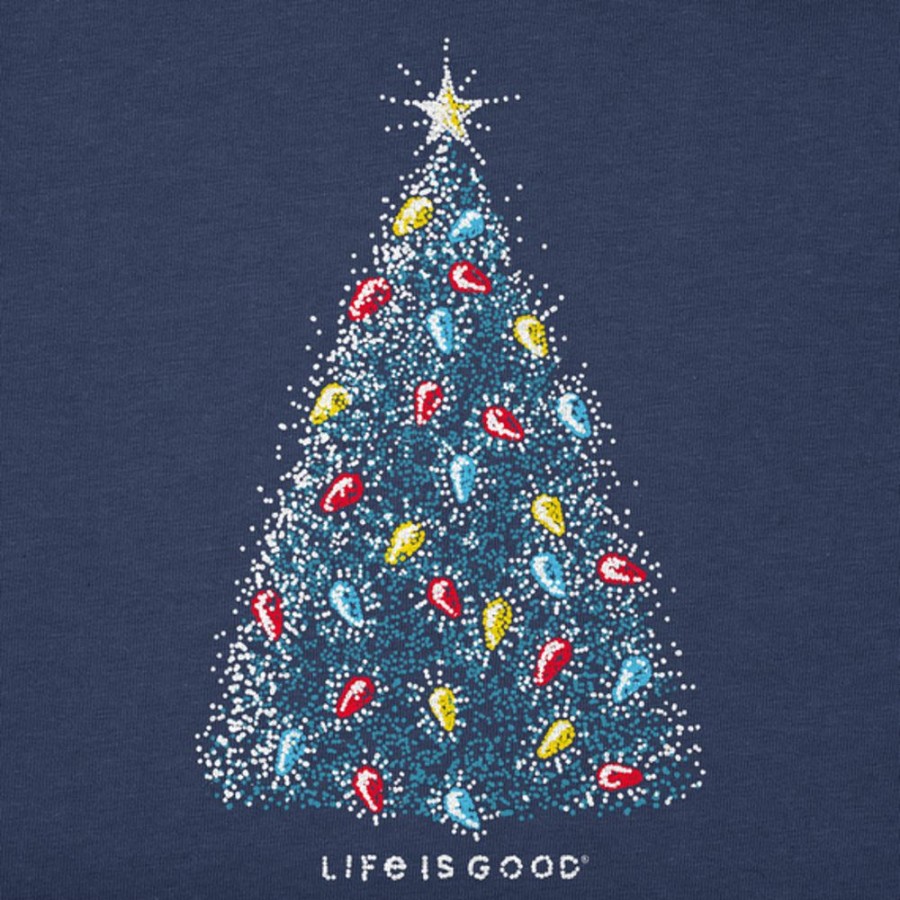 Women Life is Good Sweatshirts & Hoodies | Women'S Sparkle Christmas Tree Simply True Fleece Hoodie Darkest Blue