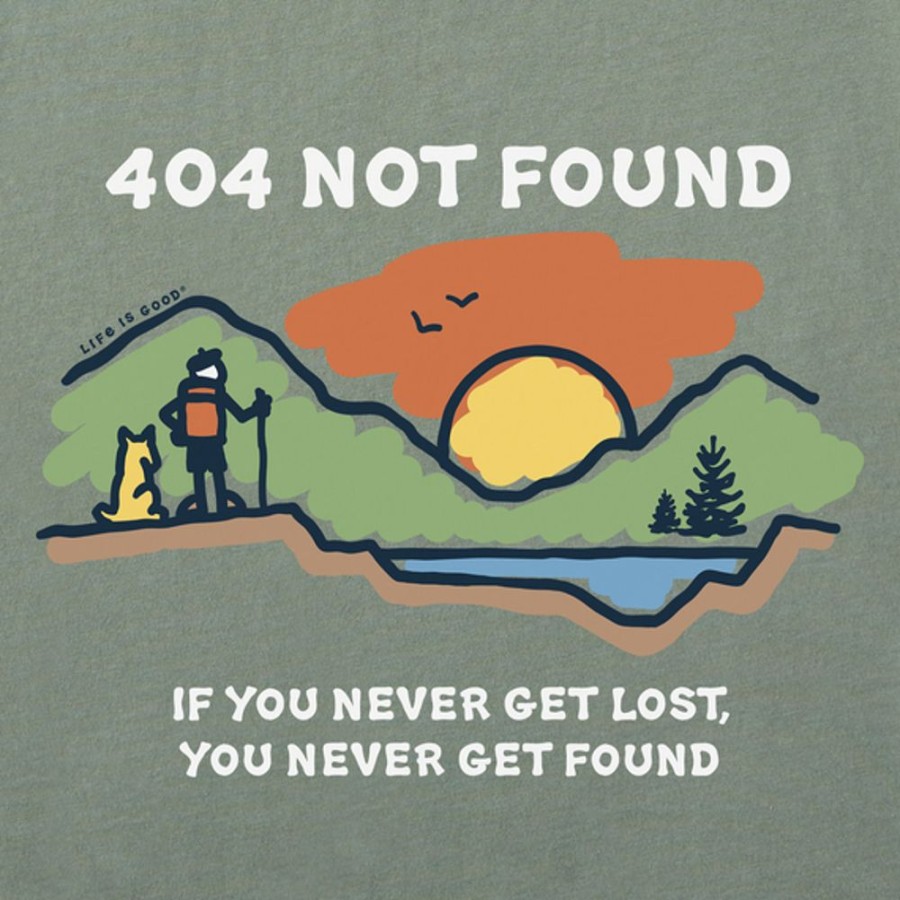 Men Life is Good Graphic Tees | Men'S 404 Not Found Jake & Rocket Hike Short Sleeve Tee Moss Green