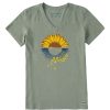 Women Life is Good Graphic Tees | Women'S Macro-Micro Sunflower Bike Ride Crusher Vee Moss Green