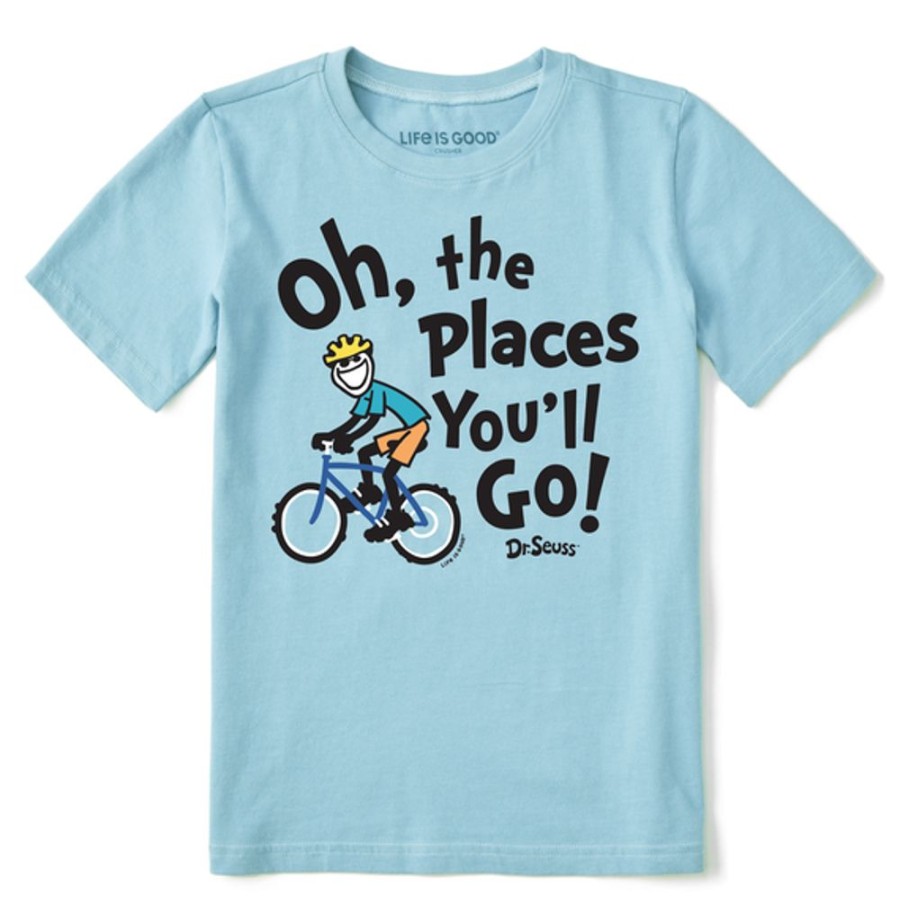 Kids Life is Good Graphic Tees | Kids Places You Go Jake Bike Crusher Tee Beach Blue