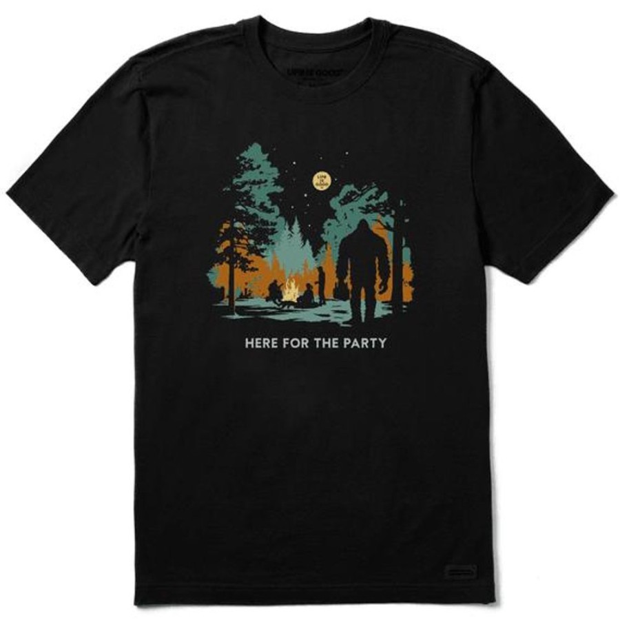 Men Life is Good Graphic Tees | Men'S Big Foot Here For The Party Short Sleeve Tee Jet Black