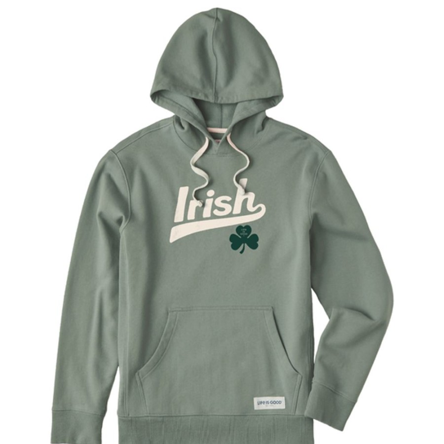 Men Life is Good Sweatshirts & Hoodies | Men'S Clean Ballyard Irish Clover Simply True Fleece Hoodie Moss Green