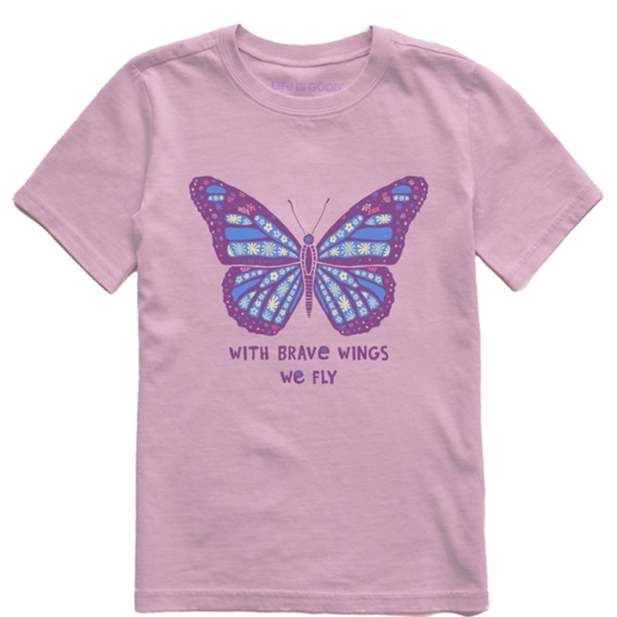 Kids Life is Good Graphic Tees | Kids With Brave Wings Butterfly Crusher Tee Violet Purple