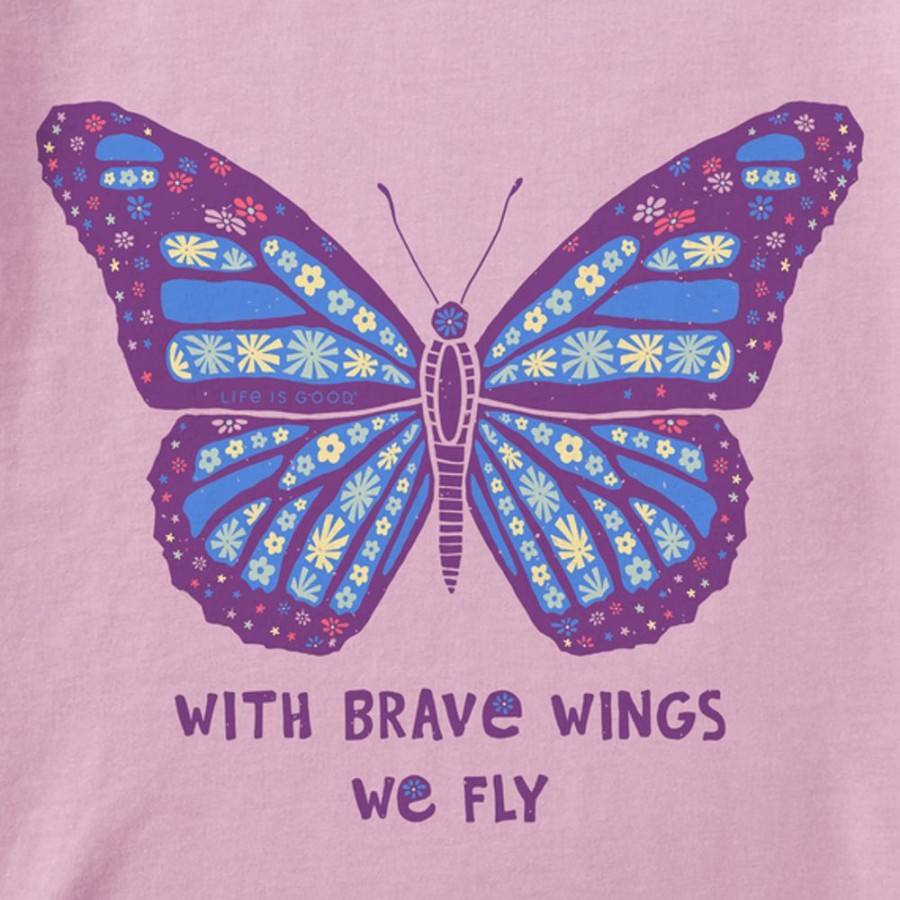 Kids Life is Good Graphic Tees | Kids With Brave Wings Butterfly Crusher Tee Violet Purple