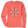 Women Life is Good Graphic Tees | Women'S Spring Circle Long Sleeve Crusher Tee Mango Orange