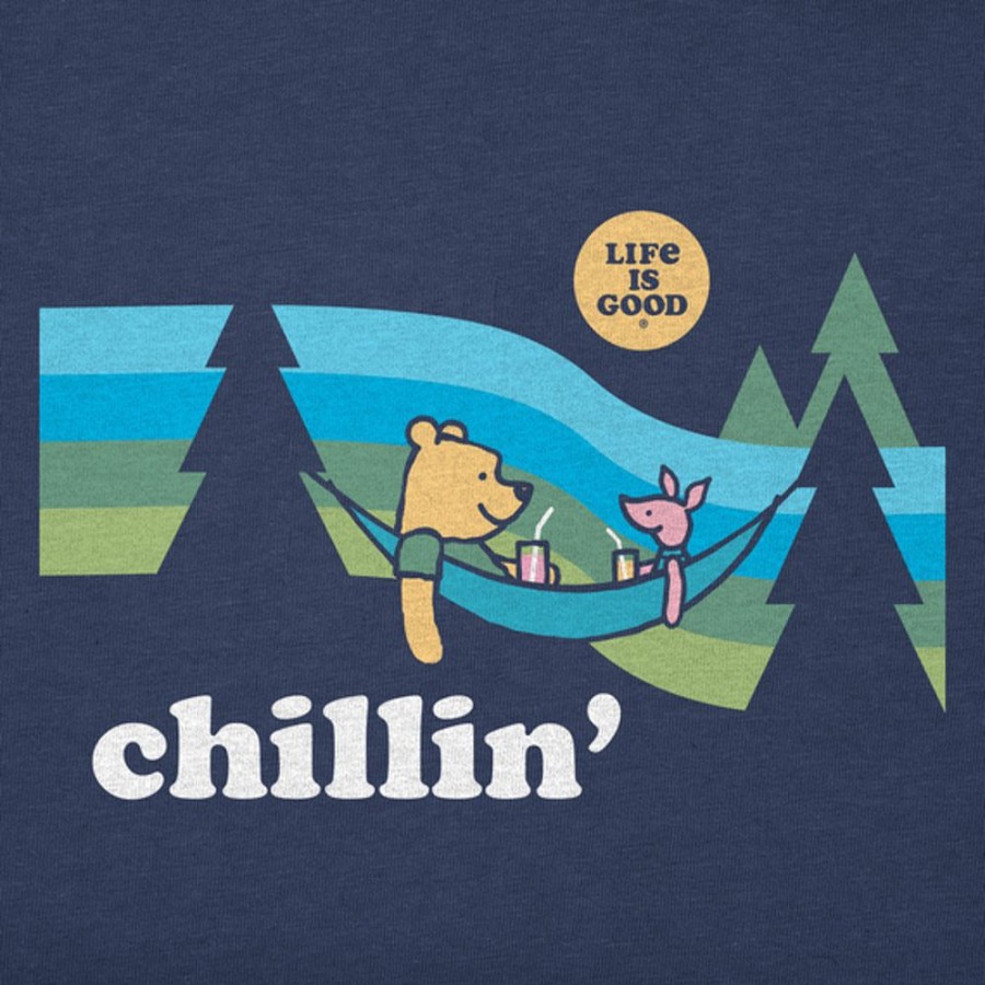 Kids Life is Good Graphic Tees | Kids Vintage Chillin' Winnie & P Hammock Crusher Tee Darkest Blue