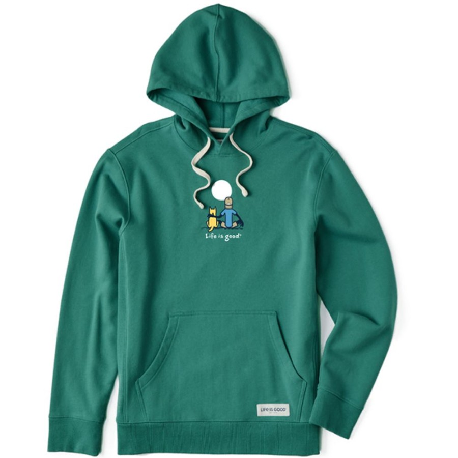 Men Life is Good Sweatshirts & Hoodies | Men'S Jake And Rocket Moon Simply True Fleece Hoodie Spruce Green