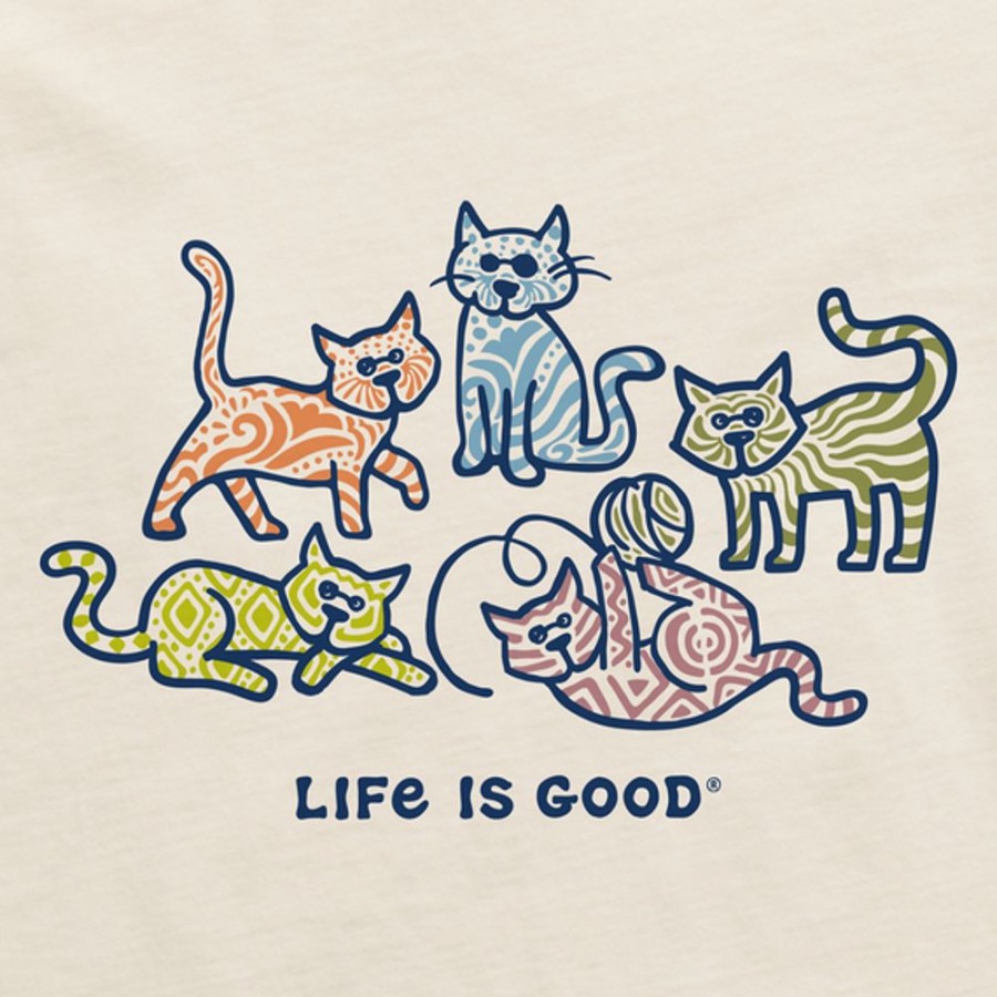 Men Life is Good Graphic Tees | Men'S Vintage Al'S W Patterns Crusher Tee Putty White