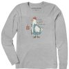 Women Life is Good Graphic Tees | Women'S Quirky Sunny Side Warmly Dressed Chicken Long Sleeve Crusher Tee Heather Gray