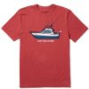 Men Life is Good Graphic Tees | Men'S Just Add Water Fishing Boat Crusher Tee Faded Red