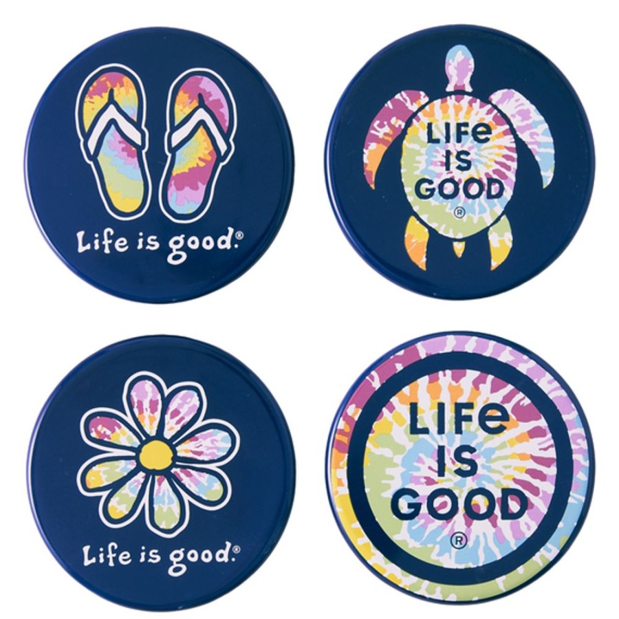 Home Life is Good Mugs | Tie Dye Coaster Set Darkest Blue