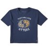 Women Life is Good Boxy Tees | Women'S Plays Well With Otters Boxy Crusher Tee Darkest Blue