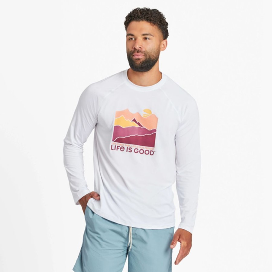 Men Inmocean Swimwear | Men'S Life Isn'T Easy Mountains Long Sleeve Rashguard Cloud White