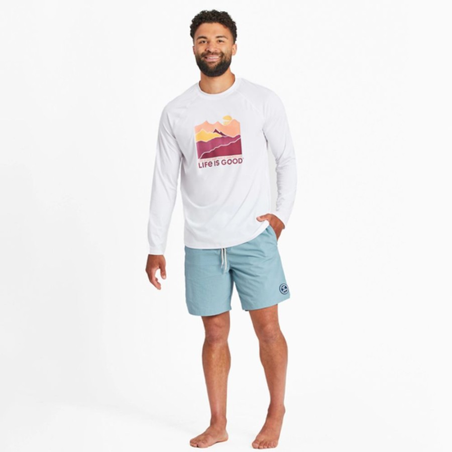 Men Inmocean Swimwear | Men'S Life Isn'T Easy Mountains Long Sleeve Rashguard Cloud White