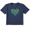 Women Life is Good Boxy Tees | Women'S Woodcut Celtic Heart Boxy Crusher Tee Darkest Blue