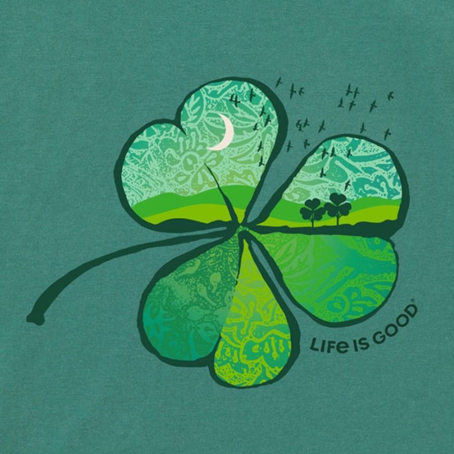 Women Life is Good Graphic Tees | Women'S Cloverfield Crusher Tee Spruce Green