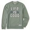 Men Life is Good Sweatshirts & Hoodies | Men'S Branded Athletic Stacked Medc Simply True Fleece Crew Moss Green