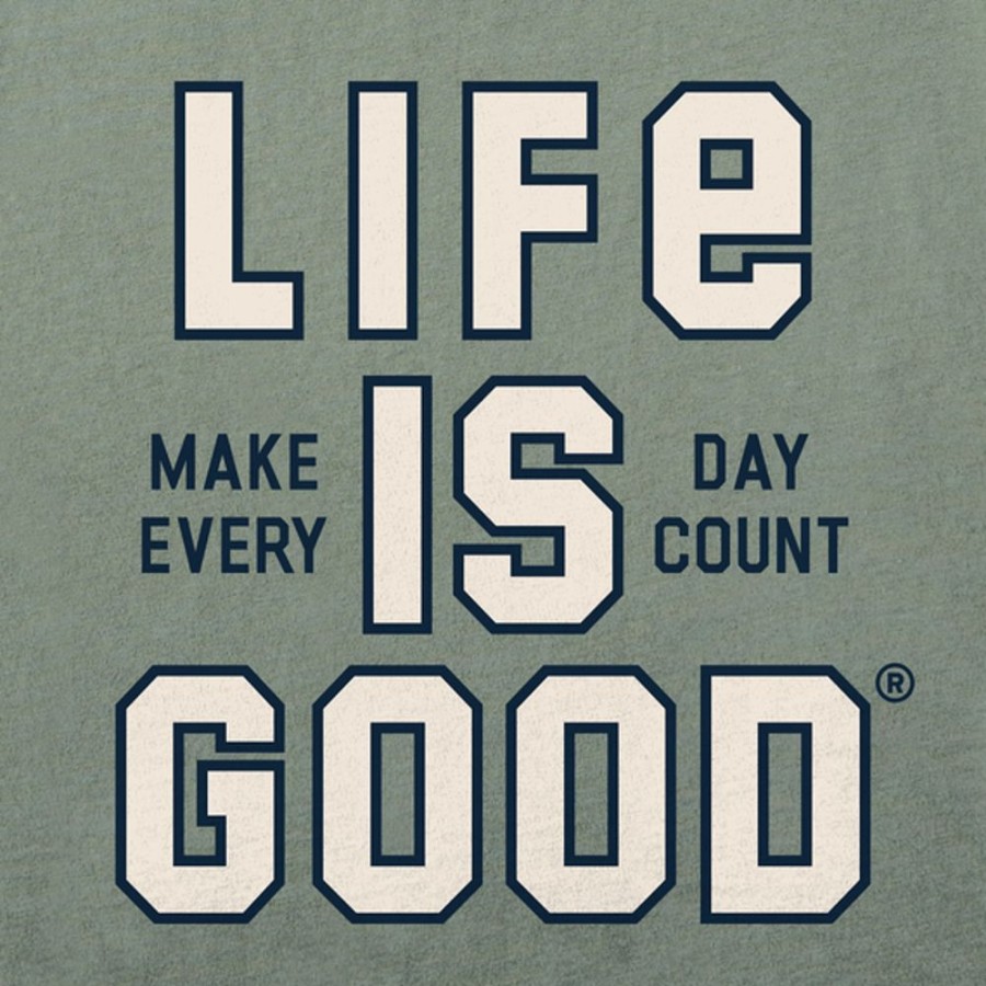 Men Life is Good Sweatshirts & Hoodies | Men'S Branded Athletic Stacked Medc Simply True Fleece Crew Moss Green