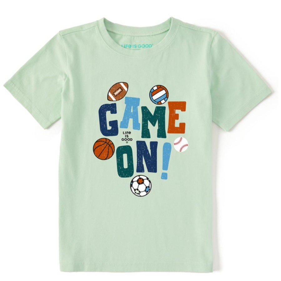 Kids Life is Good Graphic Tees | Kids Sports Game On Crusher Tee Sage Green