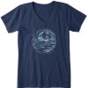 Women Life is Good Graphic Tees | Women'S We Are Stardust Crusher Vee Darkest Blue