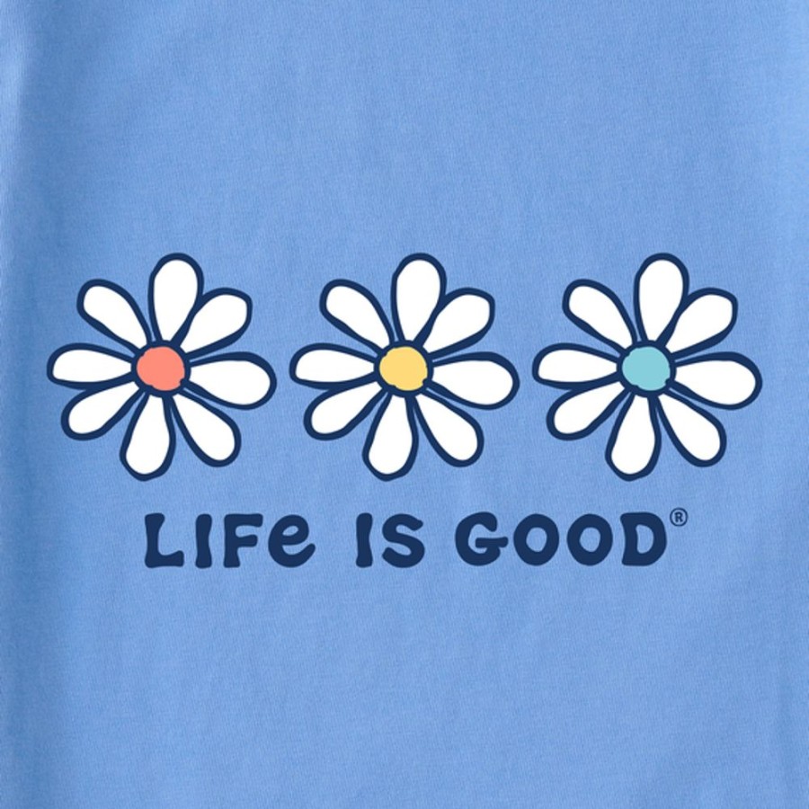 Women Life is Good Sweatshirts & Hoodies | Women'S 3 Daisies Simply True Fleece Crew Cornflower Blue