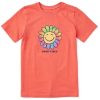 Kids Life is Good Graphic Tees | Kids Groovy Tie Dye Flower Vibes Crusher Tee Mango Orange