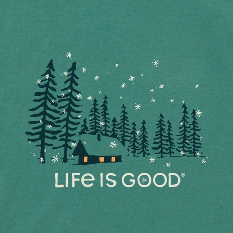 Men Life is Good Sweatshirts & Hoodies | Men'S Snowy Evening Simply True Fleece Hoodie Spruce Green