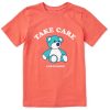 Kids Life is Good Graphic Tees | Kids Clean Take Care Teddybear Crusher Tee Mango Orange