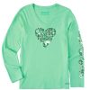 Women Life is Good Graphic Tees | Women'S Love Is The Answer Heart Long Sleeve Crusher Vee Spearmint Green