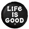 Home Life is Good Life Is Good: The Book | Lig Large Vintage Wordmark Tire Cover Jet Black