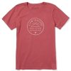 Women Life is Good Graphic Tees | Women'S Positive Rising Sun Crusher Tee Faded Red