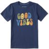 Kids Life is Good Graphic Tees | Kids Groovy Smiley Good Vibes Crusher Tee Darkest Blue