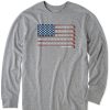 Men Life is Good Graphic Tees | Men'S Golf Flag Long Sleeve Tee Heather Gray