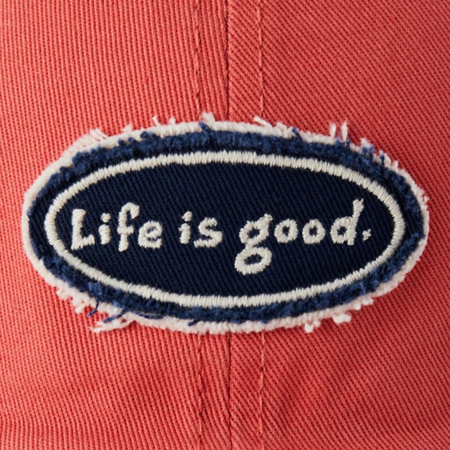 Women Life is Good Hats | Lig Vintage Oval Tattered Chill Cap Faded Red