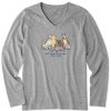 Women Life is Good Graphic Tees | Women'S Winnie Friends Fill Your Heart Long Sleeve Crusher Vee Heather Gray