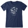 Women Life is Good Graphic Tees | Women'S Earth Laughs Daisies Short Sleeve Tee Darkest Blue